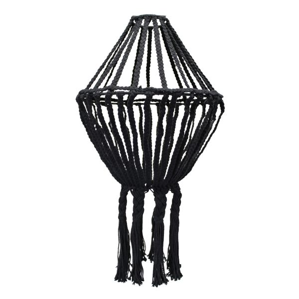 Veľké Makramé Tienidlo na Lampu - Čierne
