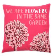 Bavlnená Obliečka na Vankúš s Potlačou - We are Flowers - Olivová, Ružová a Prírodná