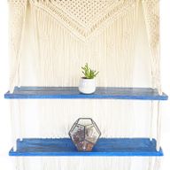 Prírodné Závesné Poličky Macrame – Modré