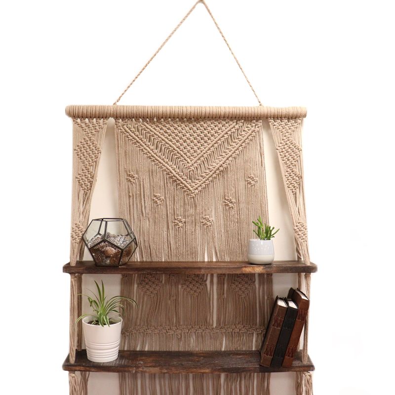 Hnedé Závesné Poličky Macrame – Hnedé