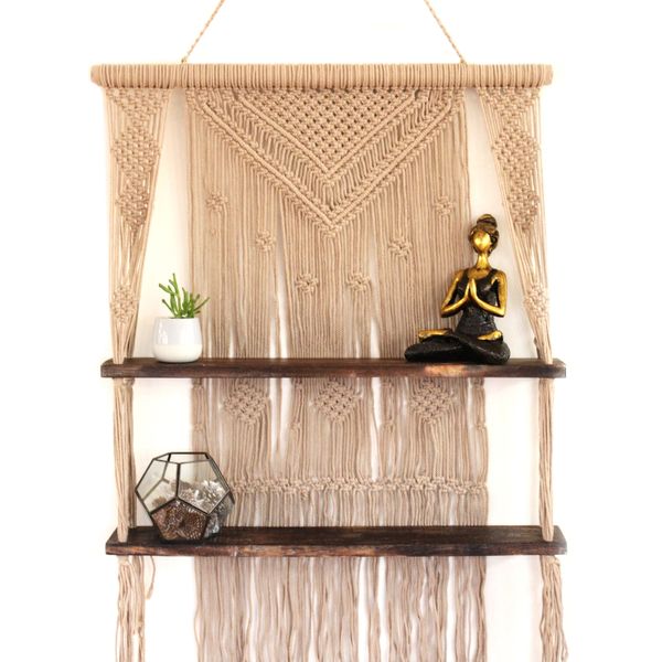 Hnedé Závesné Poličky Macrame – Hnedé