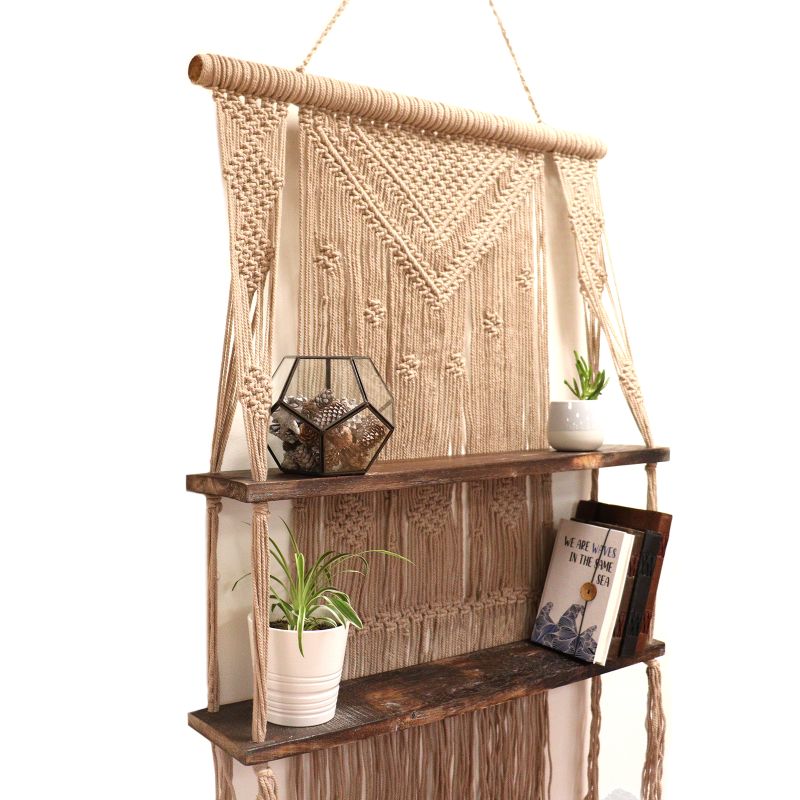Hnedé Závesné Poličky Macrame – Hnedé