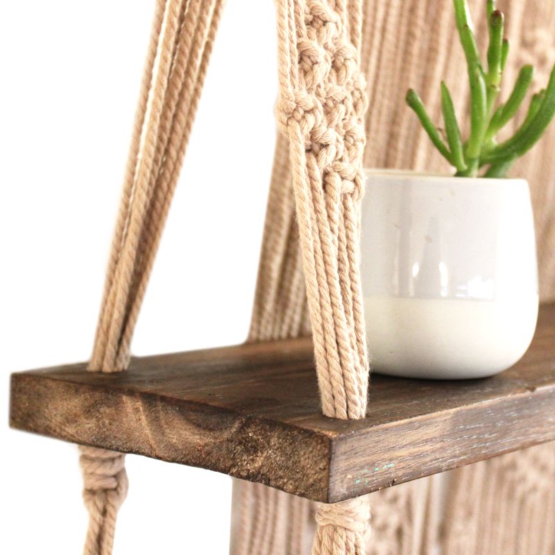 Hnedé Závesné Poličky Macrame – Hnedé