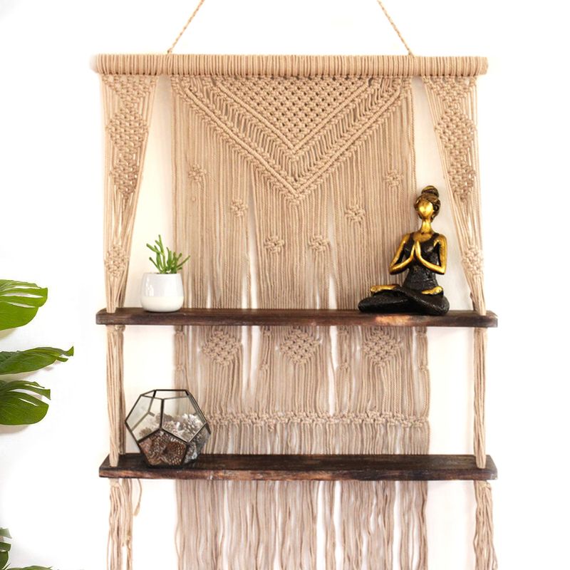 Hnedé Závesné Poličky Macrame – Hnedé