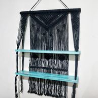 Čierne Závesné Poličky Macrame – Tyrkysové