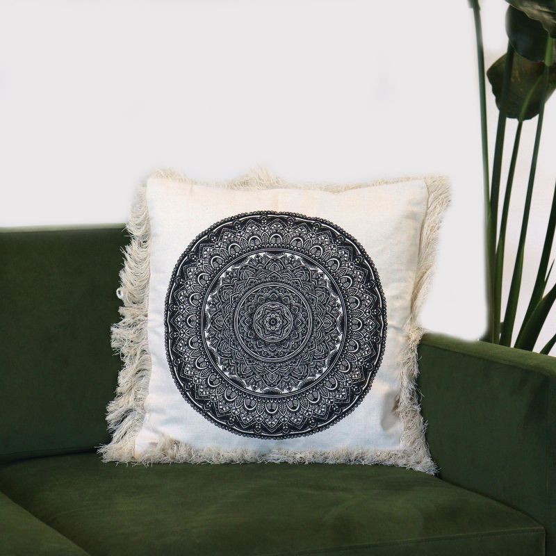 Bavlnená Mandala Obliečka - 45x45cm - Čierna