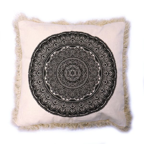 Bavlnená Mandala Obliečka - 45x45cm - Čierna