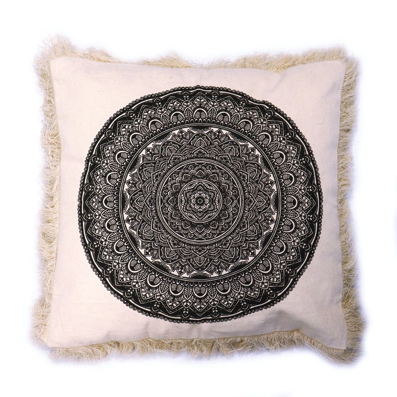Bavlnená Mandala Obliečka - 45x45cm - Čierna