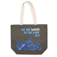 Bavlnená Taška s Potlačou - We are Waves - Sivá, Modrá a Prírodná