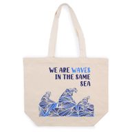Bavlnená Taška s Potlačou - We are Waves - Sivá, Modrá a Prírodná