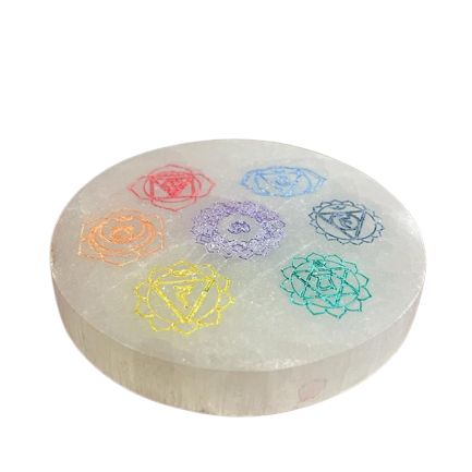 Malá Selenitová Podložka 8cm - Chakra - Farebná