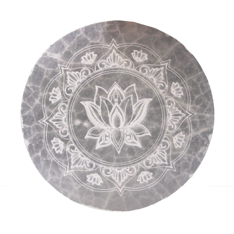 Stredná Selenitová Podložka 10cm - Lotus Mandala