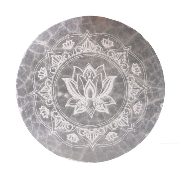 Stredná Selenitová Podložka 10cm - Lotus Mandala