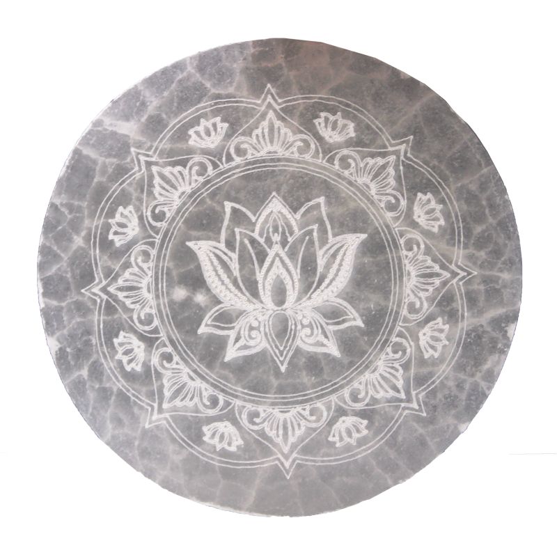 Stredná Selenitová Podložka 10cm - Lotus Mandala