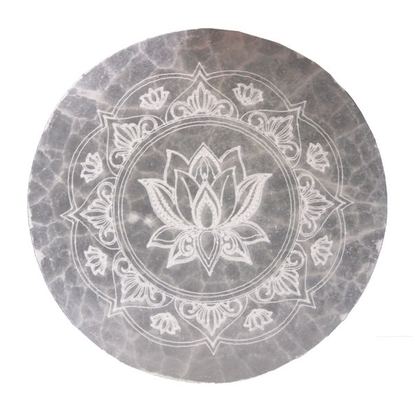 Stredná Selenitová Podložka 10cm - Lotus Mandala