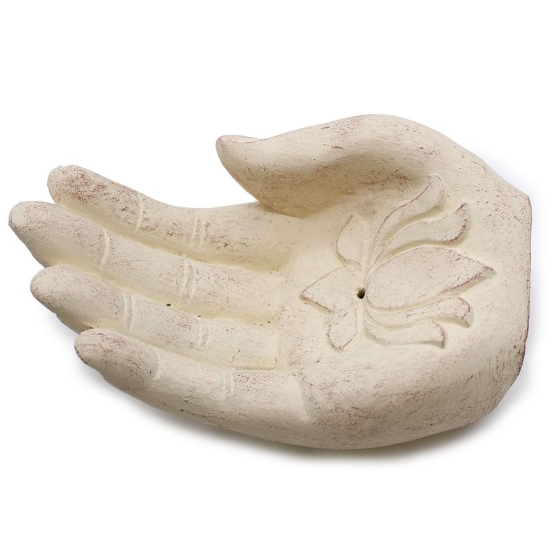 Stojan na Vonné Tyčinky - Ruka- Lotus - Biely