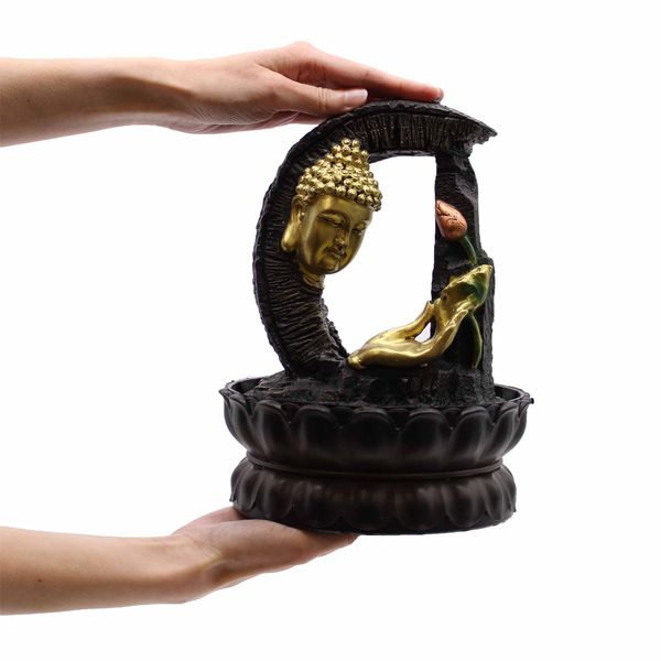 Stolová Fontánka - 30cm - Zlatý Budha & Lotos