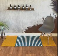 Koberec z Indickej Bavlny - 70x170cm - Modrožltý