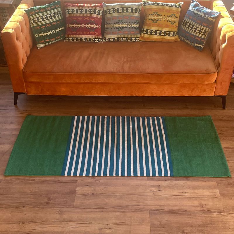 Koberec z Indickej Bavlny - 70x170cm - Modrozelený