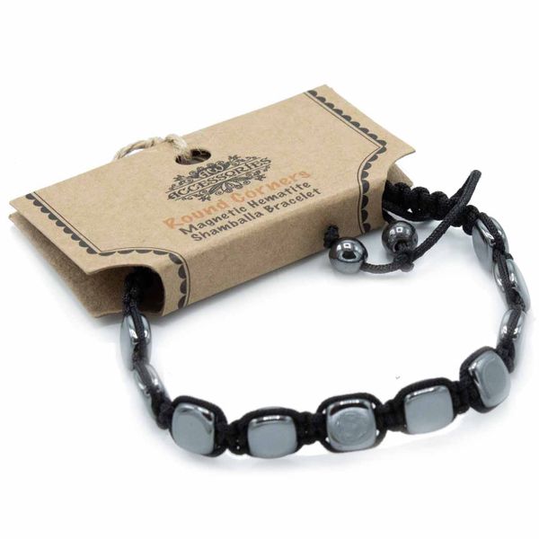 Magnetický Hematitový Náramok Shamballa - Zaoblené Rohy