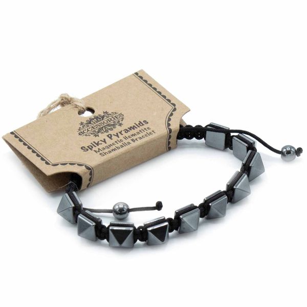 Magnetický Hematitový Náramok Shamballa - Špicaté Pyramídy