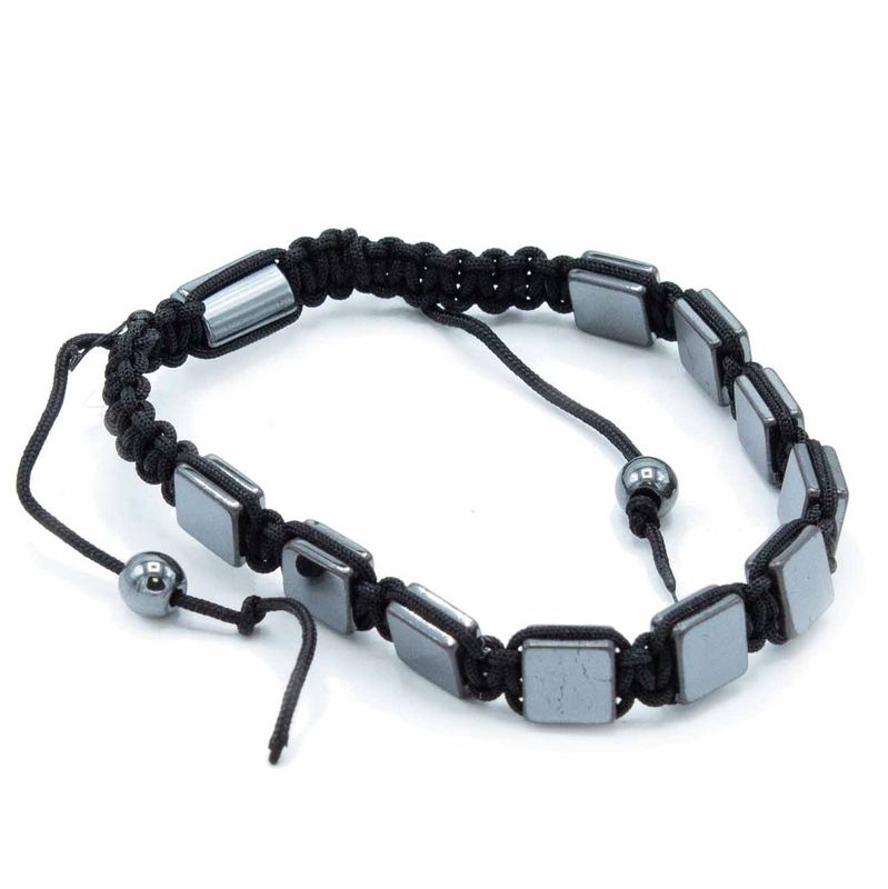 Magnetický Hematitový Náramok Shamballa - Ploché Kocky