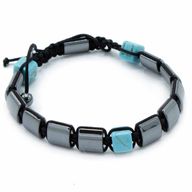 Magnetický Hematitový Náramok Shamballa - Kocky - Tyrkys