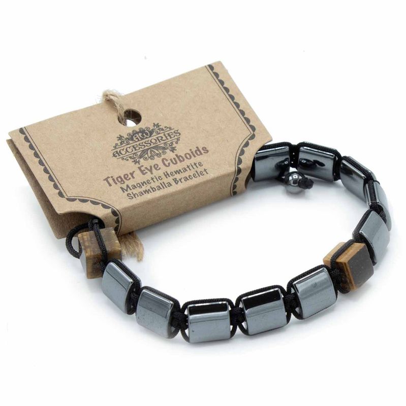 Magnetický Hematitový Náramok Shamballa - Kocky - Tigrie Oko