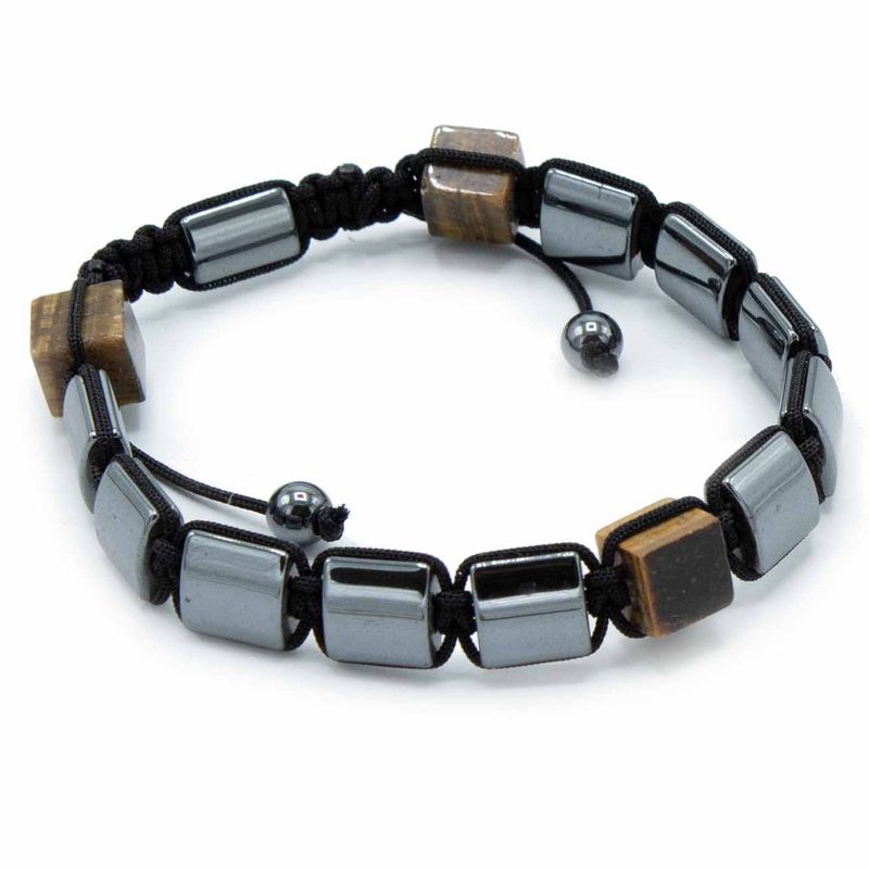Magnetický Hematitový Náramok Shamballa - Kocky - Tigrie Oko