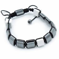 Magnetický Hematitový Náramok Shamballa - Kocky - Biely Jaspis