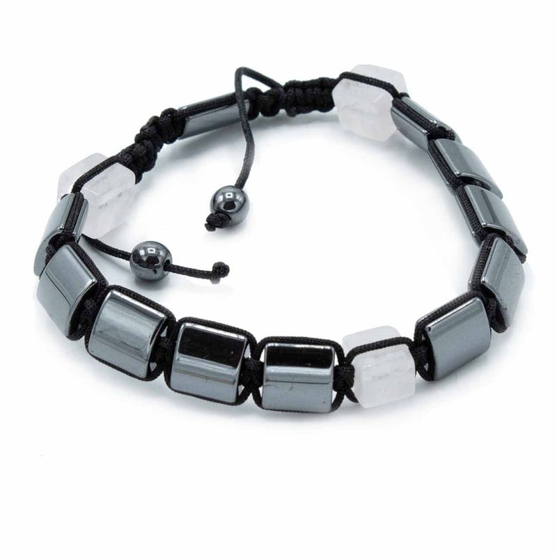 Magnetický Hematitový Náramok Shamballa - Kocky - Ruženín