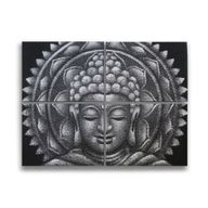Detail Brokátu Sivý Buddha Mandala Obraz 30x40cm x 4