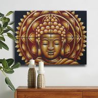 Detail Brokátu Zlatý Buddha Mandala Obraz 30x40cm x 4