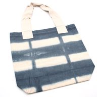 Prírodná Bavlnená Taška Tye-Dye (8oz) - 38x42x12cm - Šedé Obdĺžniky - Prírodné Ramienka