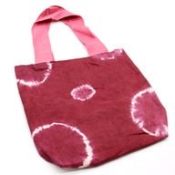 Prírodná Bavlnená Taška Tye-Dye (8oz) - 38x42x12cm - Gaštanové Krúžky - Ružové Ramienka