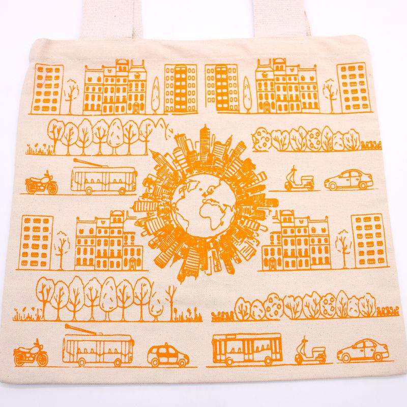 Veľká Bavlnená Nákupná Taška - 38x42cm Život v Meste - 10oz