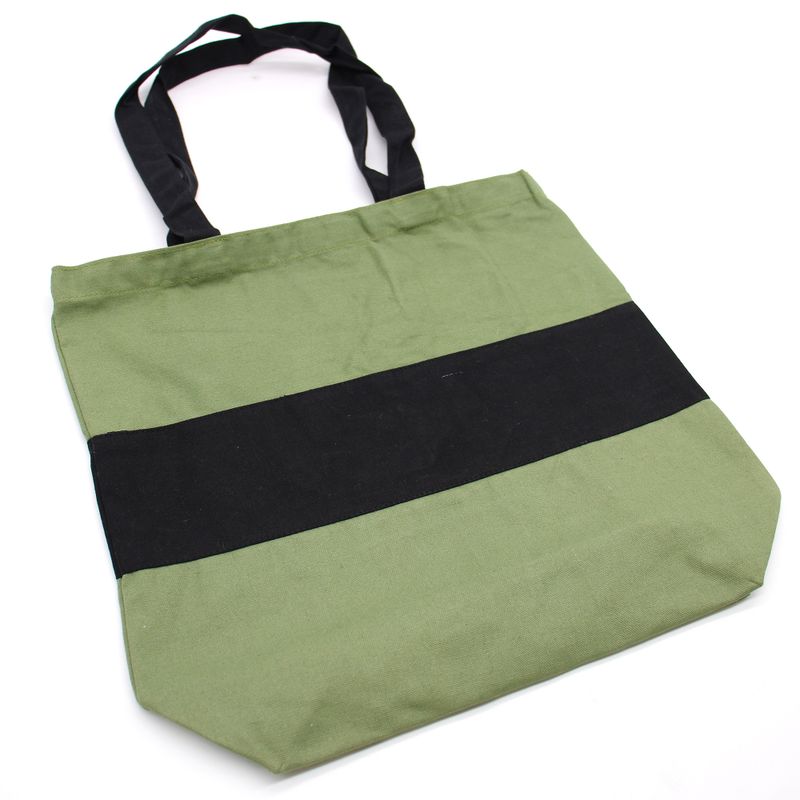 Dvojfarebná Bavlnená Taška - 38 x 42 x 12 cm - Zelená a Čierna - 10 oz