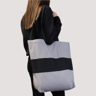 Dvojfarebná Bavlnená taška - 38 x 42 x 12 cm - Modrá a Prírodná - 10 oz