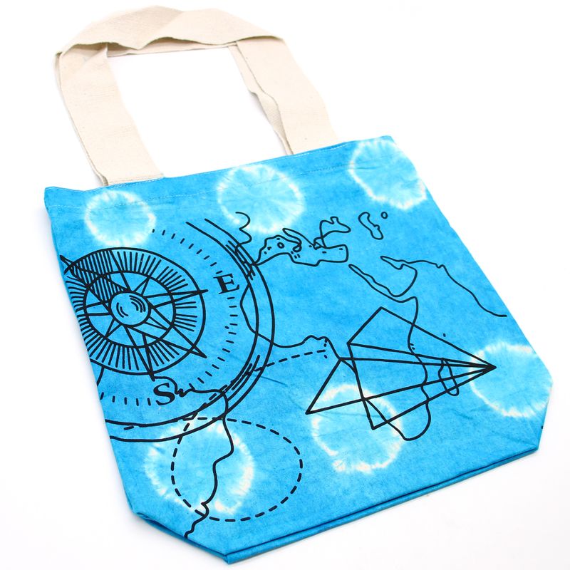 Bavlnená Taška (6oz) - 38x42x12cm - Kompas - Modrá - Prírodné Ramienka