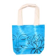 Bavlnená Taška (6oz) - 38x42x12cm - Lotus Buddha - Modrá - Prírodné Ramienka
