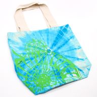 Bavlnená Taška (6oz) - 38x42x12cm - Morská Mušľa - Modrá/Zelená - Zelené Ramienka