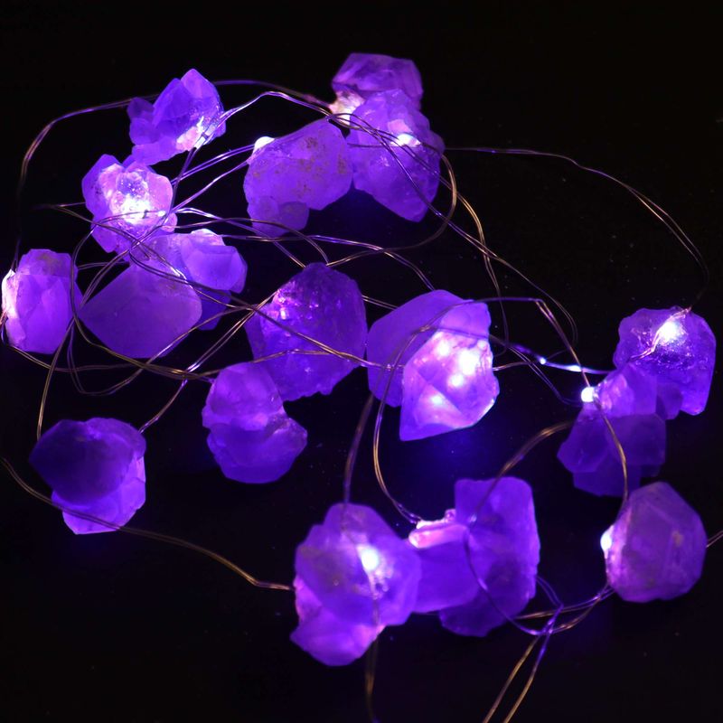 LED Svetelná Reťaz s Drahými Kameňmi - Ametyst