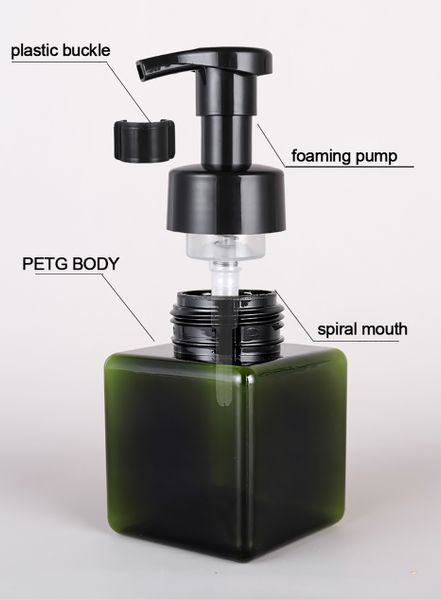 Fľaša s Dávkovačom Peny na Opakované Použitie, Kocka – 250 ml