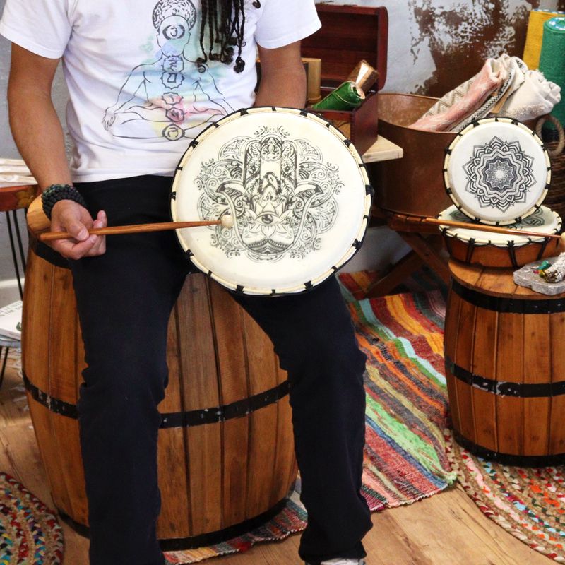 Hamsa Šamanský Bubon s Dvomi Paličkami - 30 cm