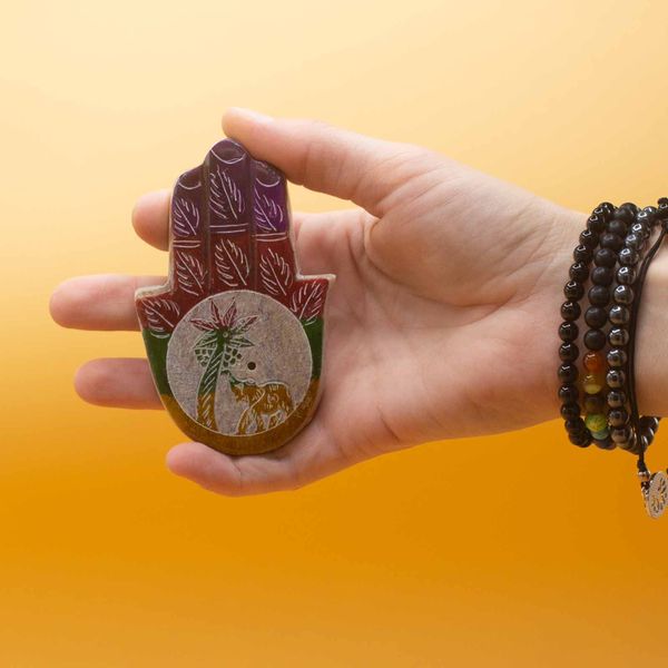 Stojan na Vonné Tyčinky Hamsa 9x6cm - Slon a Palma