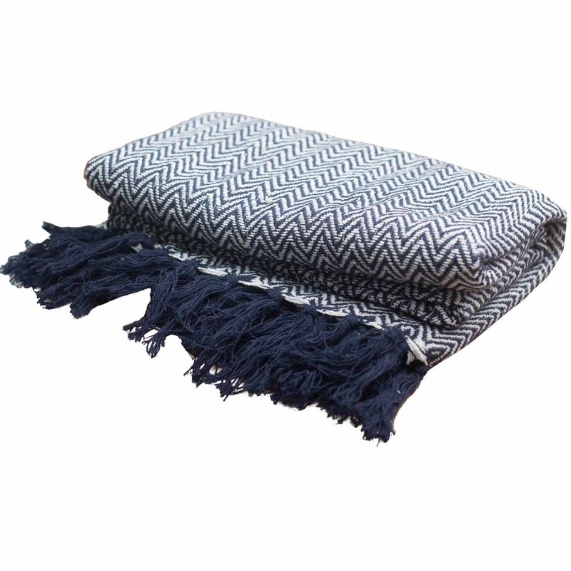 Boho Pohodlný Prehoz - 125 x 150 cm - Námornícka cik-cak