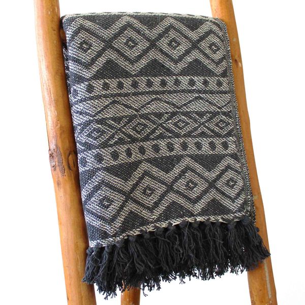 Boho Pohodlný Prehoz - 125 x 150 cm - Sivá Geometria