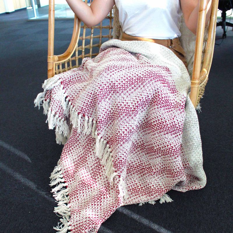 Boho Pohodlný Prehoz - 125 x 150 cm - Rubínová Dvojfarebná