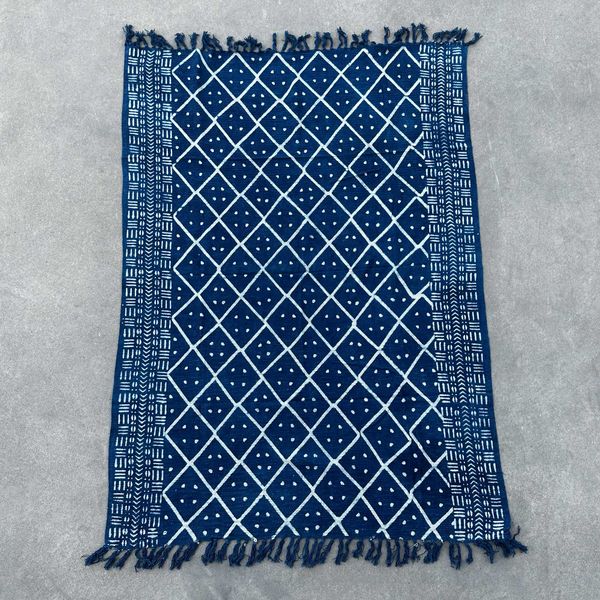 Ručne Vyrábaný Indigový Prehoz - 170x120cm - Polnočný Heerak