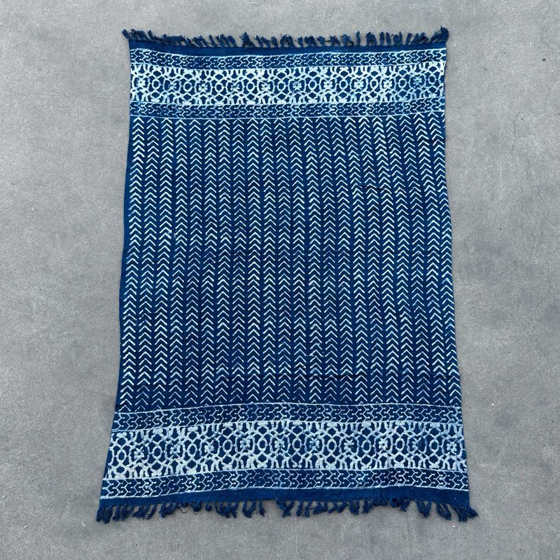 Ručne Vyrábaný Indigový Prehoz - 170x120cm -Šípky Seedha